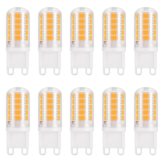 DiCUNO G9 LED Bulbs, 4W (40W Halogen Equivalent), 400lm, 3000K Warm White, 120V AC, Bi-pin G9 Ceramic Base LED Light Bulbs Non-Dimmable for Home Lighting, Pack of 10