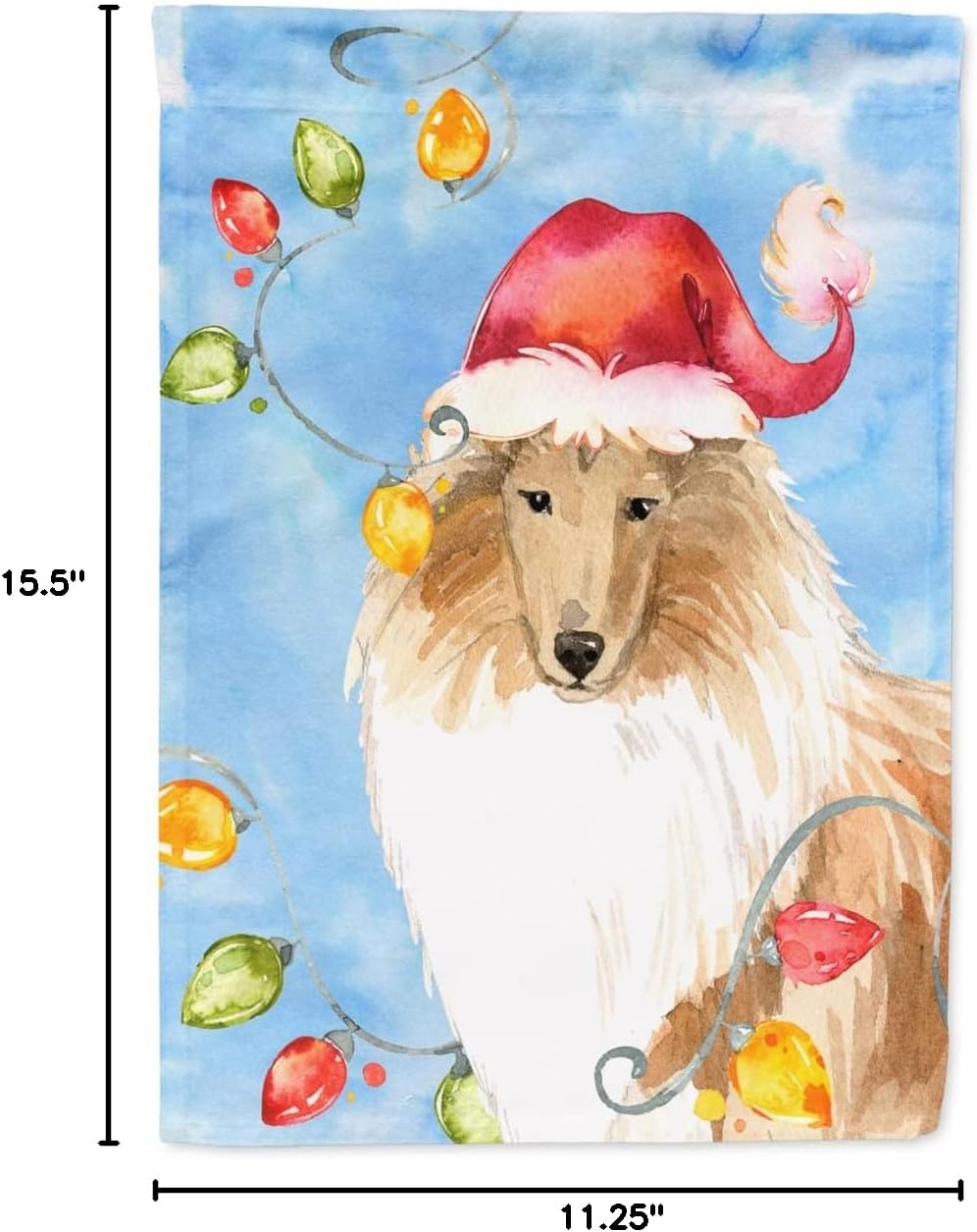 Caroline's Treasures CK2489GF Christmas Lights Collie Garden Flag Mailbox Flag Decorative Yard Flag Banner Outside Patio Artwork Yard Flower Beds, Garden Size, Multicolor