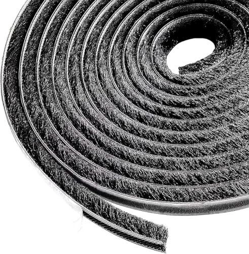 Lamondre Paraspifferi adesivo per porte, finestre, armadi, 5 m, in feltro ad alta densità, 9 mm (larghezza) x 5 mm (altezza), nero