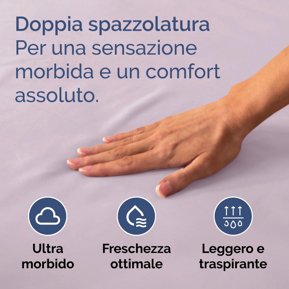 Lenzuolo con angoli 120x200cm - Extra profondo per materassi fino a 40cm (16") di altezza - Morbida microfibra spazzolata - Antipiega, resistente al restringimento e colori - OEKO-TEX - Lavanda chiaro