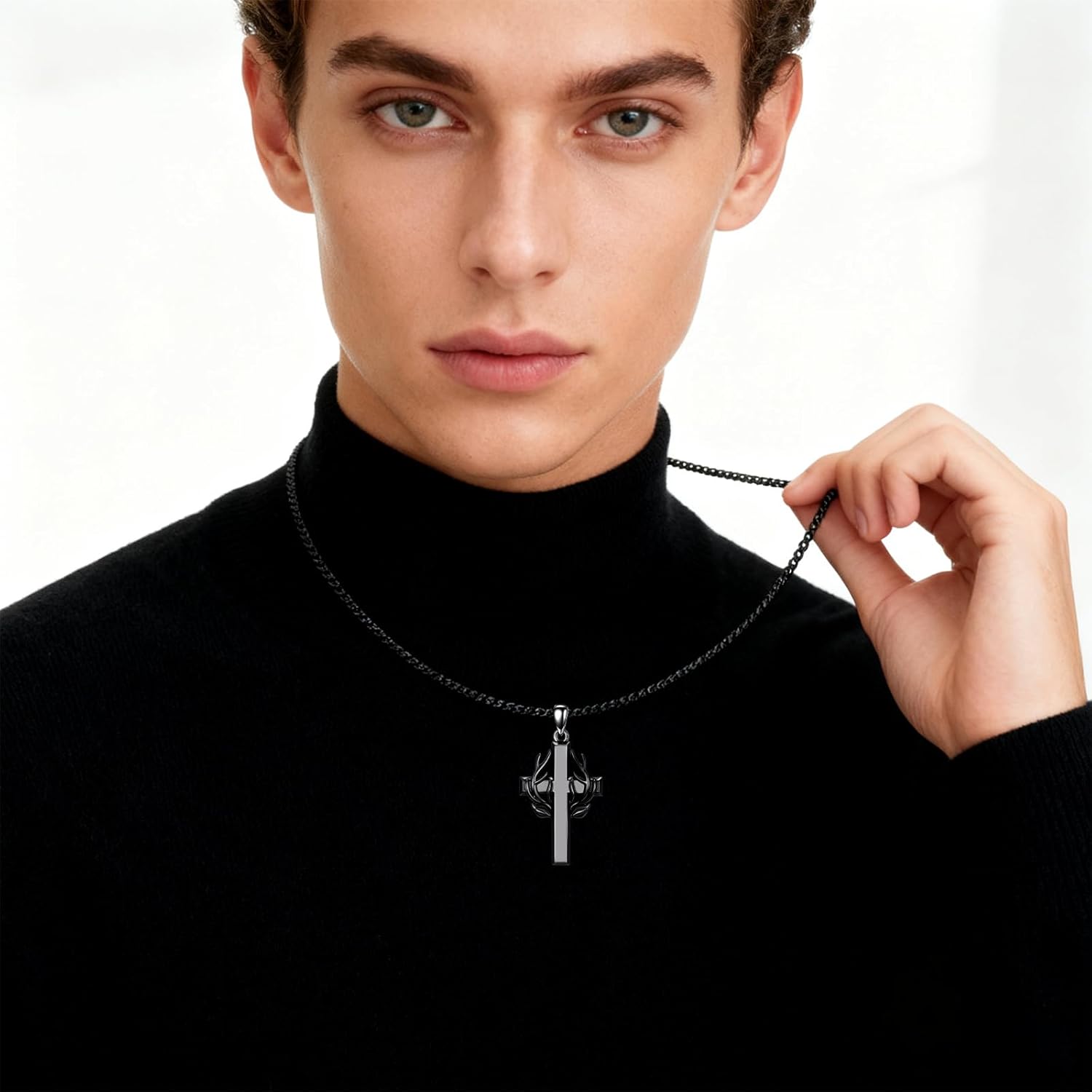 ROMANTICWORK Deer Antler Necklace 925 Sterling Silver Mens Womens Deer Pendant Religion Jewelry Gifts for Women Man - Image 6