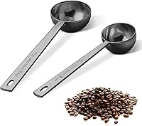 Vista 9 de Juego de 2 cucharas de café de alta calidad, cuchara de café de mango largo de acero inoxidable de metal, cucharas medidoras que contienen 1