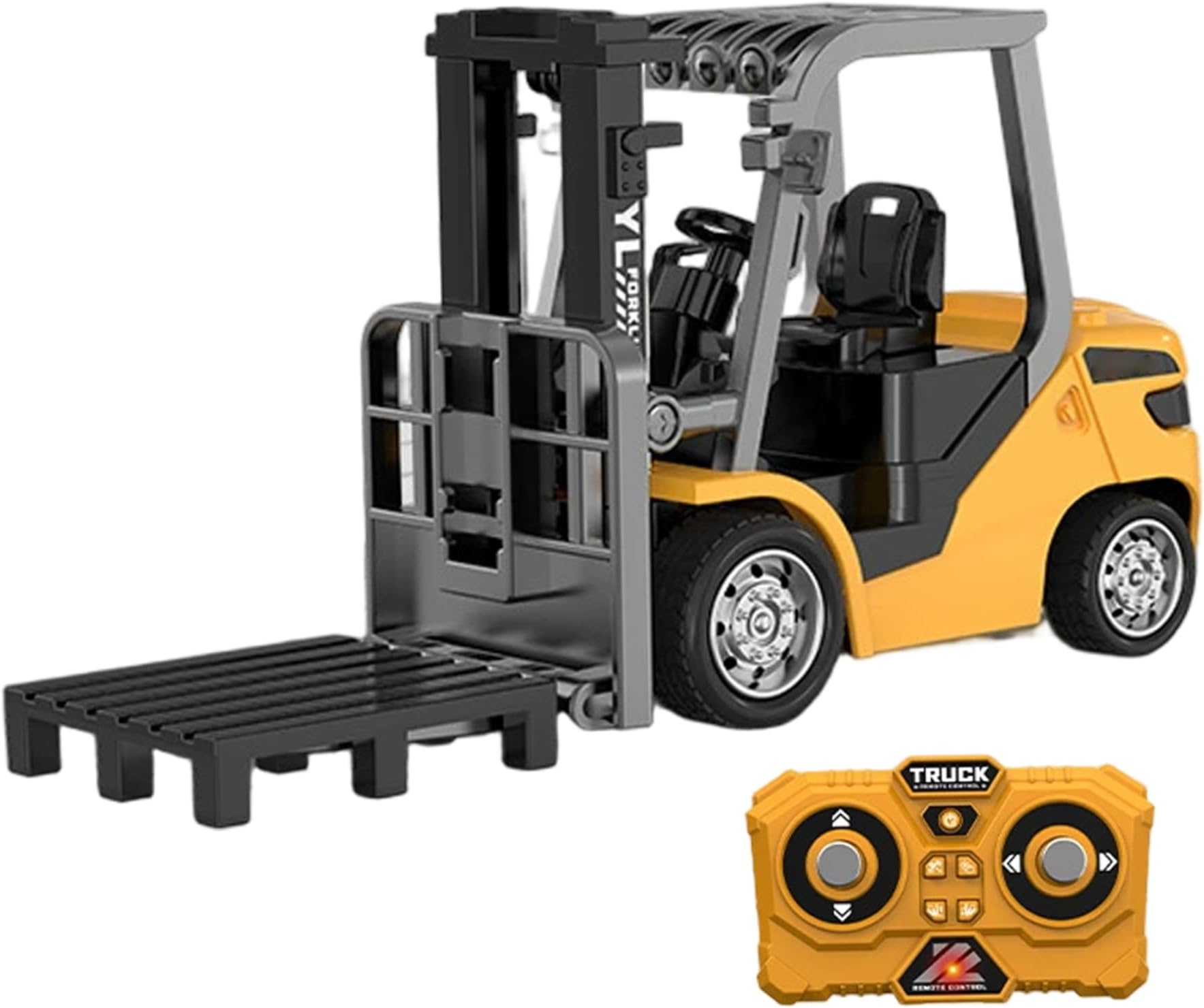 Mini Forklift Remote Control, Forklift Toy, 3 Speed Remote Control with Lights & Sounds, 1:64 USB Charging Rc Construction Vehicles for Boys Girls Kids