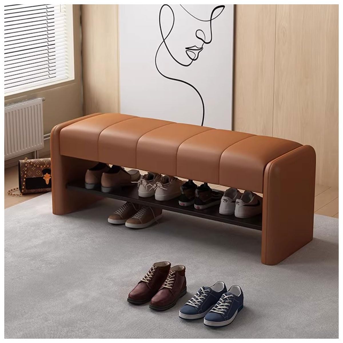 Meuble de rangement à chaussures pour couloir et chambre style chaleureux orange