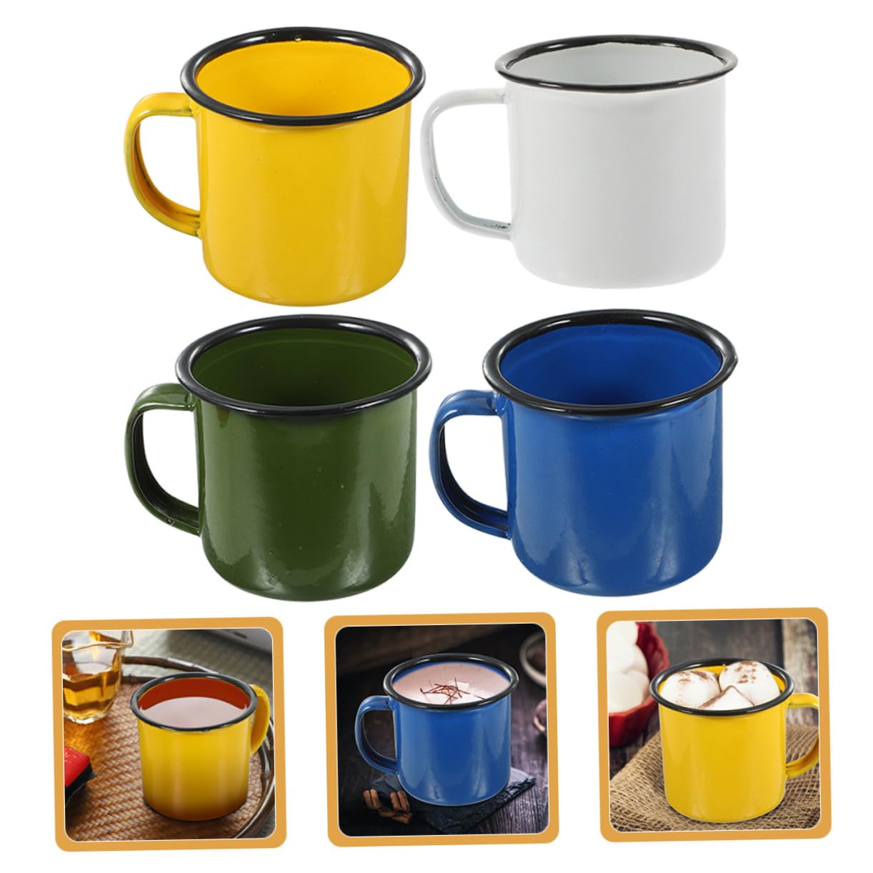 VICASKY 12 Stck. Teiliges Emaille Trinkbecher Vintage Design Vielseitige Camping Tassen für Kaffee Tee Wasser Retro Stil als für Outdoor Picknick Geburtstag Weihnachten