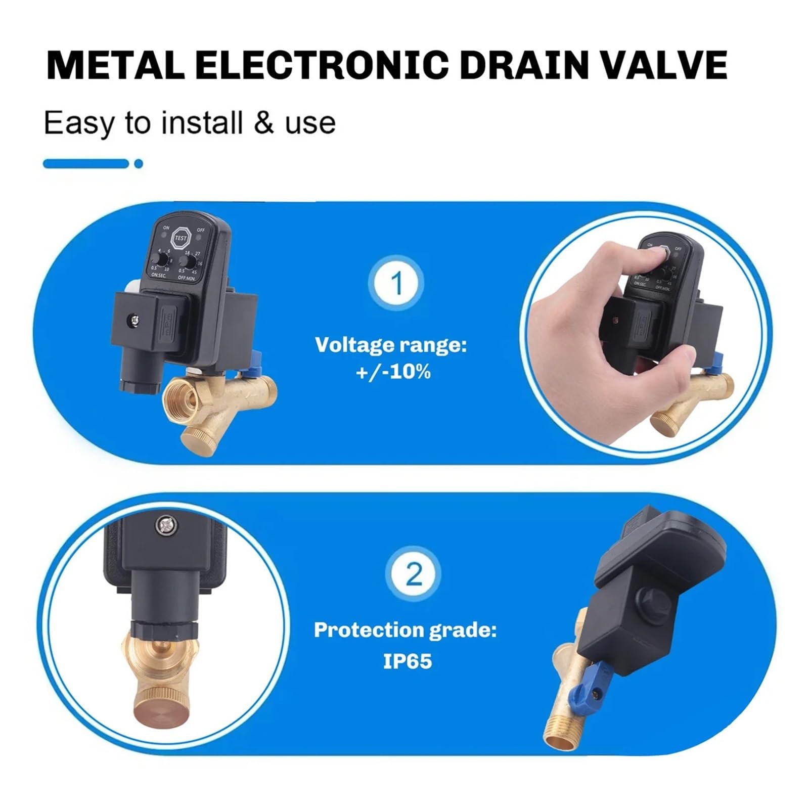 Válvula de drenaje automática electrónica temporiz Compresor de aire de 2 vías, drenaje automático del tanque de Gas, temporizador electrónico, CA 220V, 1/2 pulgadas