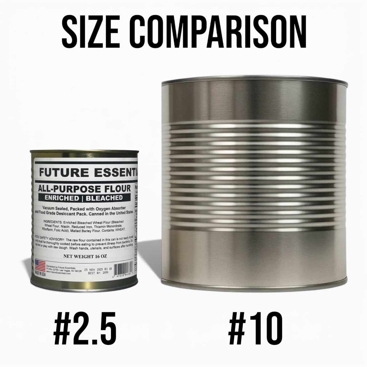 Future Essentials All Purpose Flour – Shelf-Stable, Long-Term Storage Baking Flour for Emergency Preparedness & Everyday Cooking – Made in the USA, 6 Cans (16 oz Each), #2.5 Size Can