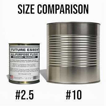 Future Essentials All Purpose Flour Shelf-Stable, Long-Term Storage Baking Flour for Emergency Preparedness & Everyday Cooking Made in the USA, 12 Cans (16 oz Each), #2.5 Size Can
