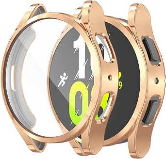 Yrzper Compatible with Samsung Galaxy Watch 5 40mm Waterproof Protective Case Soft TPU Plated All Around Scratch-Proof Screen Protector Cover Rose gold