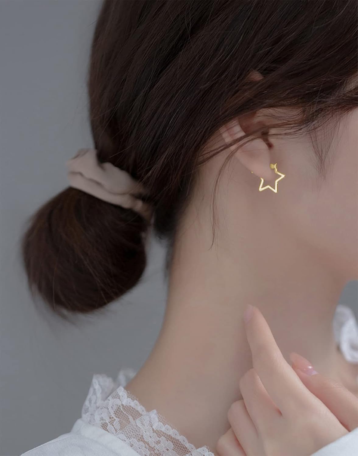 Reffeer Solid 925 Sterling Silver Minimalist Star Hoop Earrings for Women Teens Star Huggie Earrings Hoop - Image 2