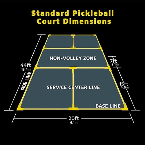 Miniatura 4 de A11N Kit de marcado de cancha de pickleball - Líneas de límite temporales de pickleball en dimensiones estándar de la cancha, no requiere medición,
