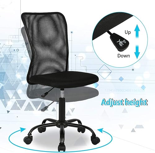 Miniatura 4 de Silla de oficina de malla con soporte lumbar, silla de escritorio ergonómica, moderna, negra