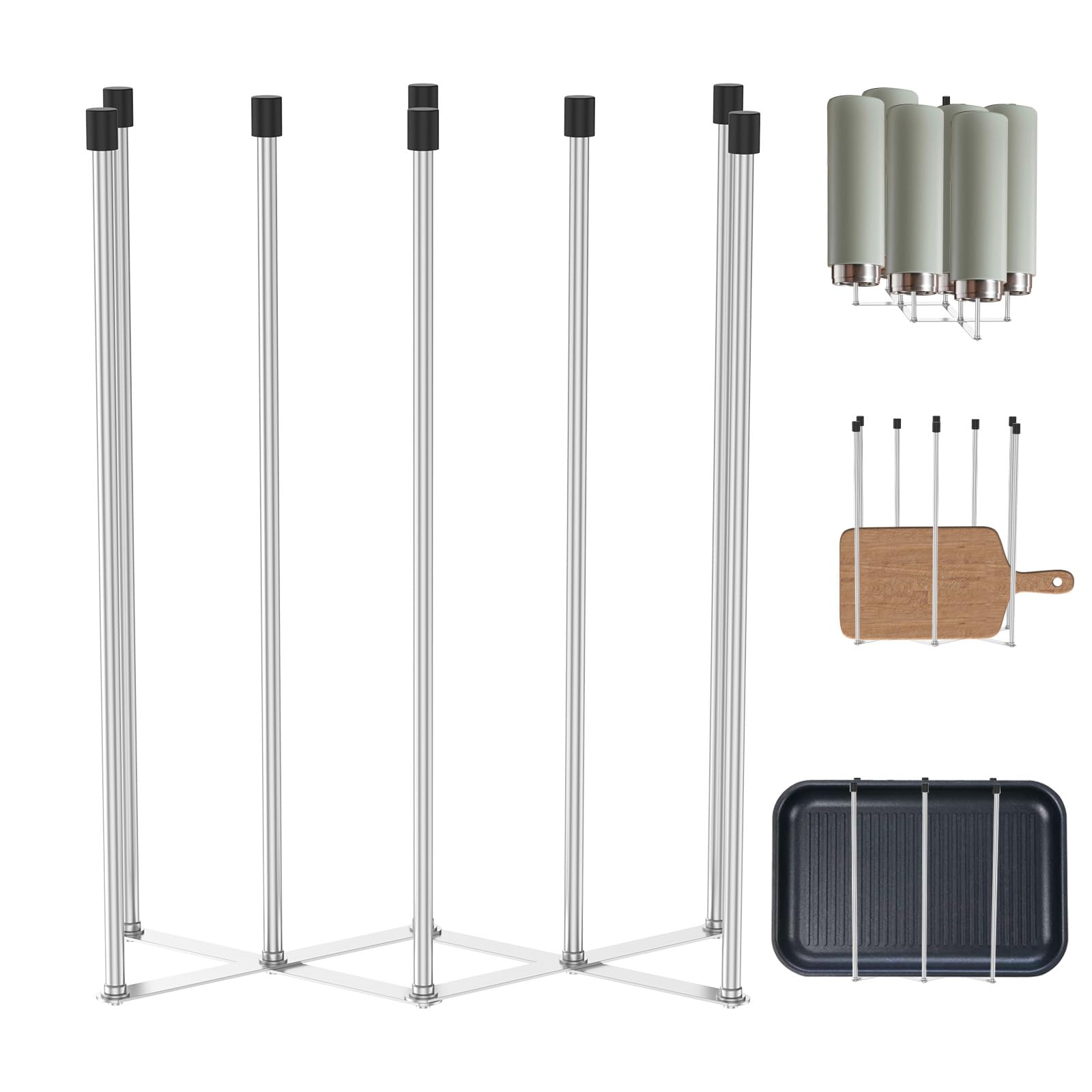 QINGLANG Baby Bottle Drying Rack Vertical Water Bottle Drainer Rack Collapsible Draining Racks Stand for Kitchen Countertop Plastic Cup Dish Drying Dranier with Non-slip Bottom