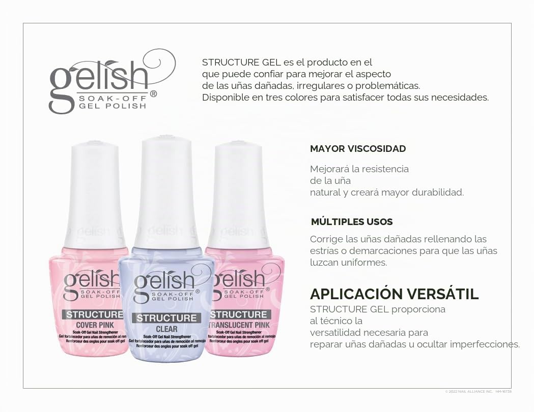 Gelish Soak Off Gel Polish Structure Nail Strengthener Tranlucent Pink 15ml