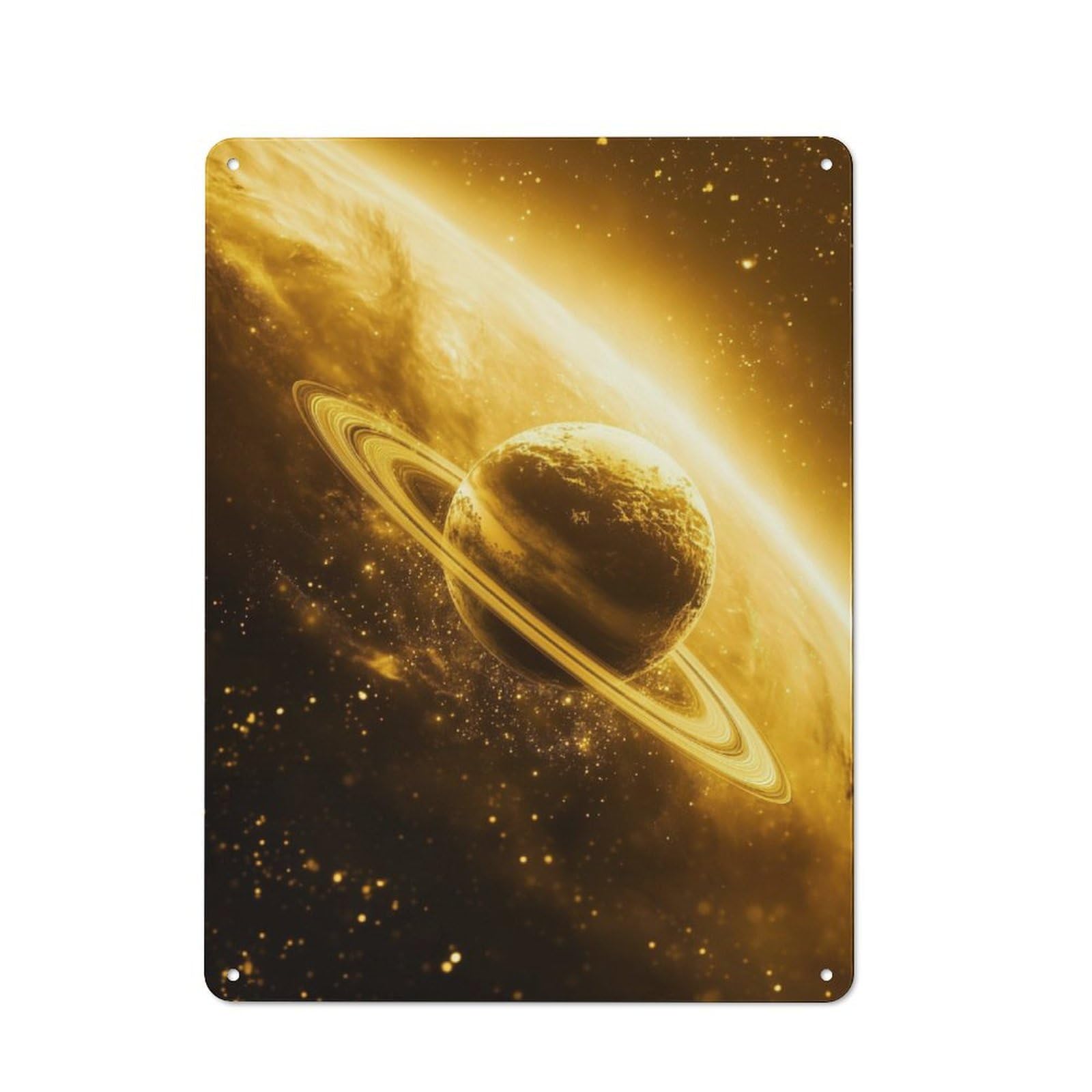 Junmoney Golden Saturn Classic Metal Wall Decor 40X30cm, Metal Sign For Cafe, Pub, Workshop Or Home Bar, Small Accent For Blank Walls