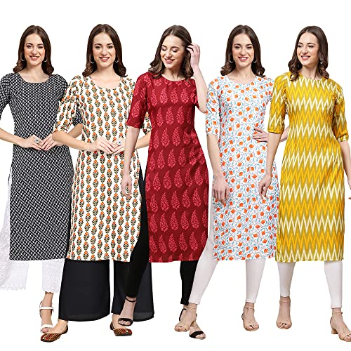 Image of Pinkmint Women's Crepe Digital Print Straight Kurta