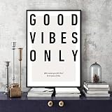 Sfwarmart Minimalist Black White Motivational Quotes Poster and Print Canvas Painting Letter Good Vibes Only Wall Art Modern Home Decor 8x12Inchx1pcs unframed