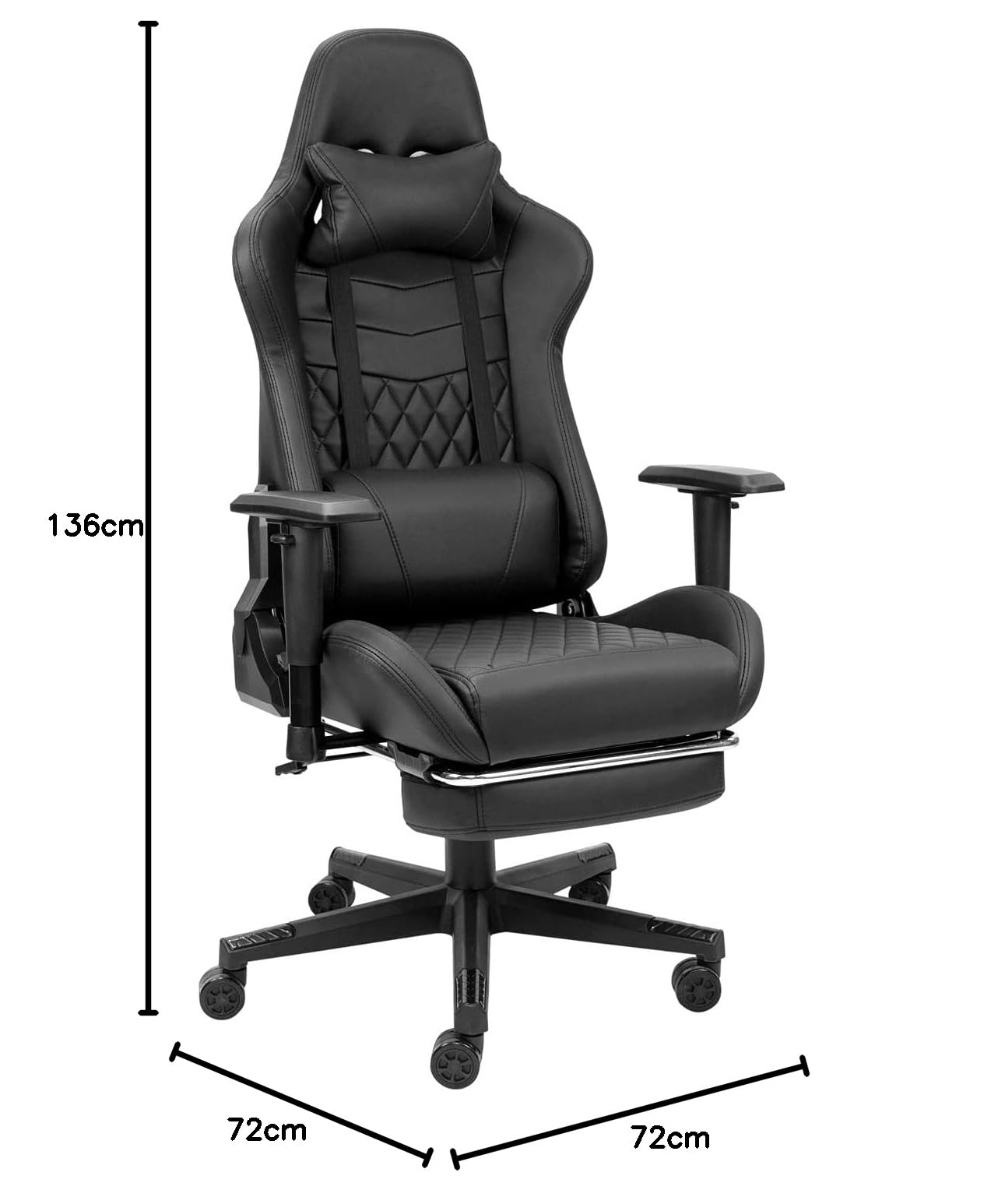 Silla Gaming de Ordenador Dark con Reposapiés y Asiento de Nylon Color Negro
