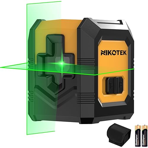 Green Laser Level, 20m/65ft Cross Line Laser with Self-Leveling Green Beam, Carrying Pouch, 2 AA Batteries, for Home Decoration/DIY/Construction Site etc