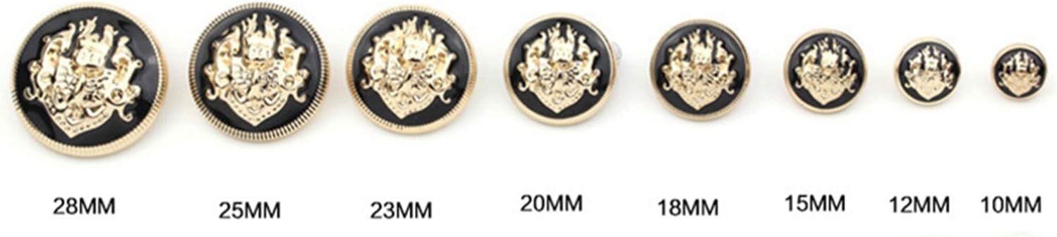 Fashion Decorative Metal Buttons,10pcs 10-28mm Metal Buttons Coat Buttons for Clothing Coat Sewing Supplies Garment Accessories, Black, 18mm (Color : Gold White, Size : 10mm)