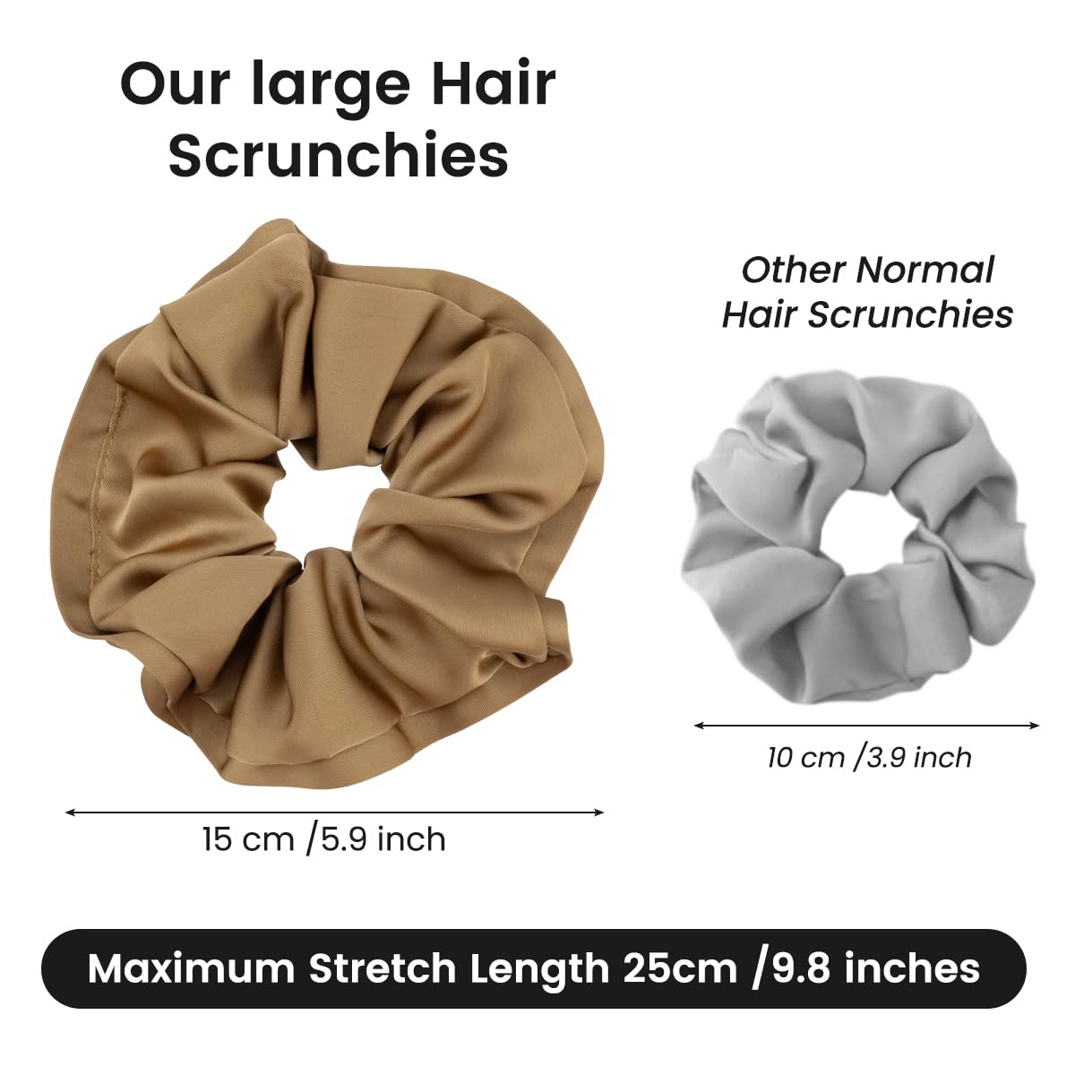 4 Pcs Large Silk Hair Scrunchies for Women Lengthening Satin Scrunchies for Hair Soft and Silky Hair Ties Hair Bands Elastic Hair Band Ponytail Holders Hair Accessories for Women Girls and Ladies - Image 2