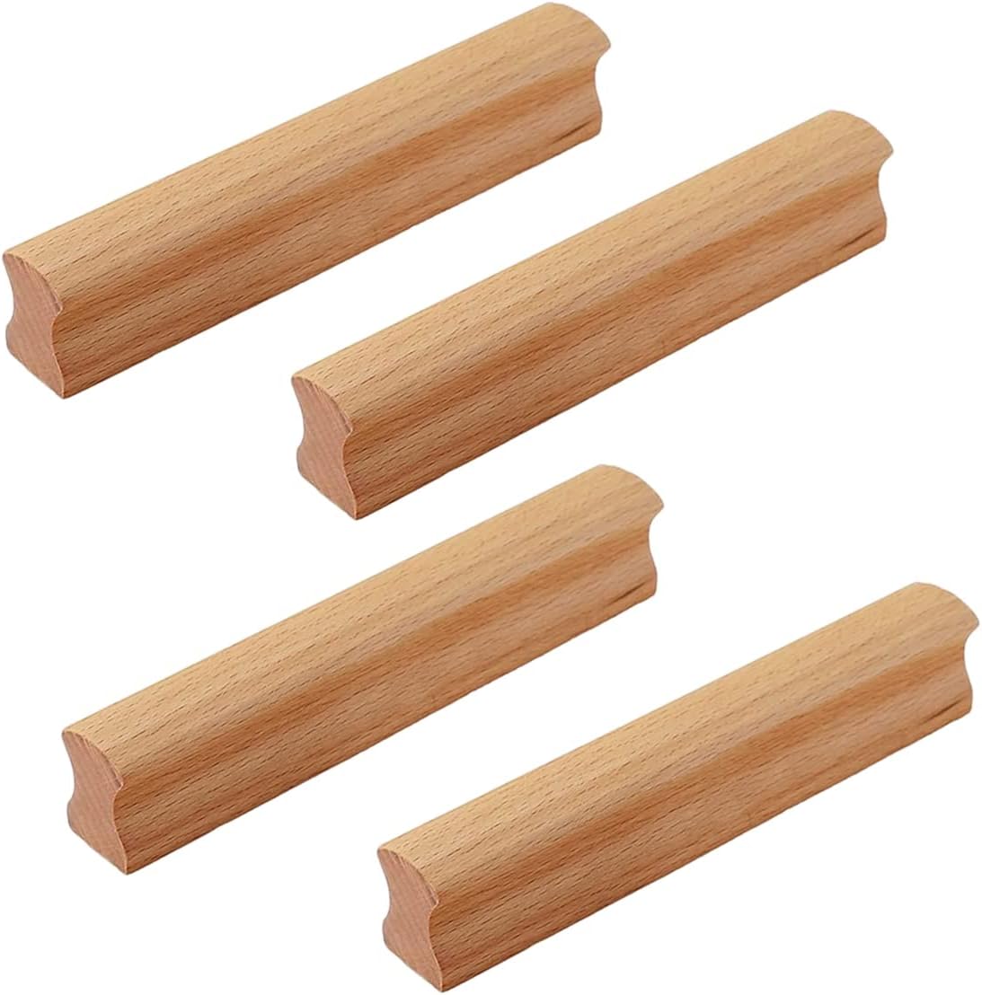 4 Piece Kitchen Cabinet Drawer Knob, Wooden Cupboard Handle, Natural Beech Wood Cupboard Knobs for Kitchen, Cabinet, Dresser, Drawer