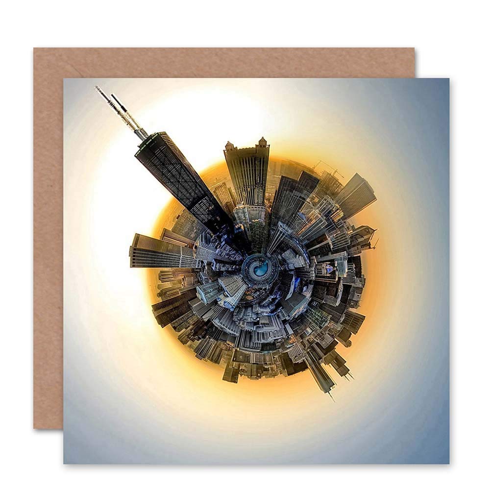 Wee Blue Coo CARD GREETING LITTLE WORLD CHICAGO SKYLINE WHEEL GIFT