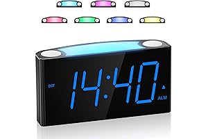 7 Color Digital Alarm Clock with Night Light and USB Chargers