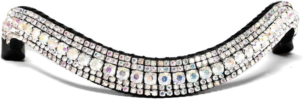 Alice International Leather English Bridle with Soft Padded Browband - Sparkly Crystal Bling for Dressage and Horse Riding COB 88
