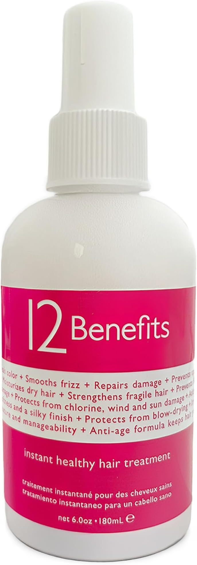 12 Benefits Leave-In Conditioner Spray + Salon-Quality Repair & Shine + 12-in-1 Professional Hair Treatment + Heat Protection + Anti-Frizz + Detangles & Strengthens + Instant Healthy Hair, 6 Fl Oz