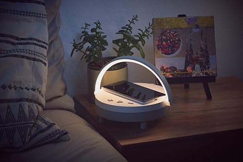 Miniatura 6 de WOOHOO Luz nocturna LED, lámpara de noche de música con cargador inalámbrico, lámpara táctil 3 en 1, altavoz Bluetooth portátil, soporte para