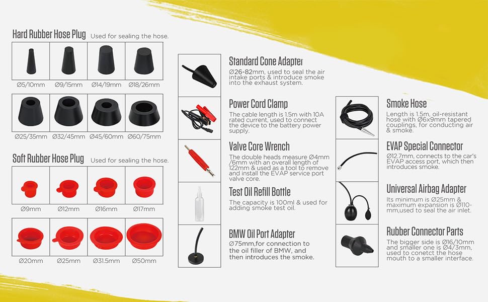 EVAP Smoke Leak Detector SDT-Master Smoke/Air Mode Fuel Leak Detectors EVAP Smoke Machine Smoke Tester with Adjustable FlowMeter,Intelligent Digital Display Pressure Controller for 12V/24V Vehicles