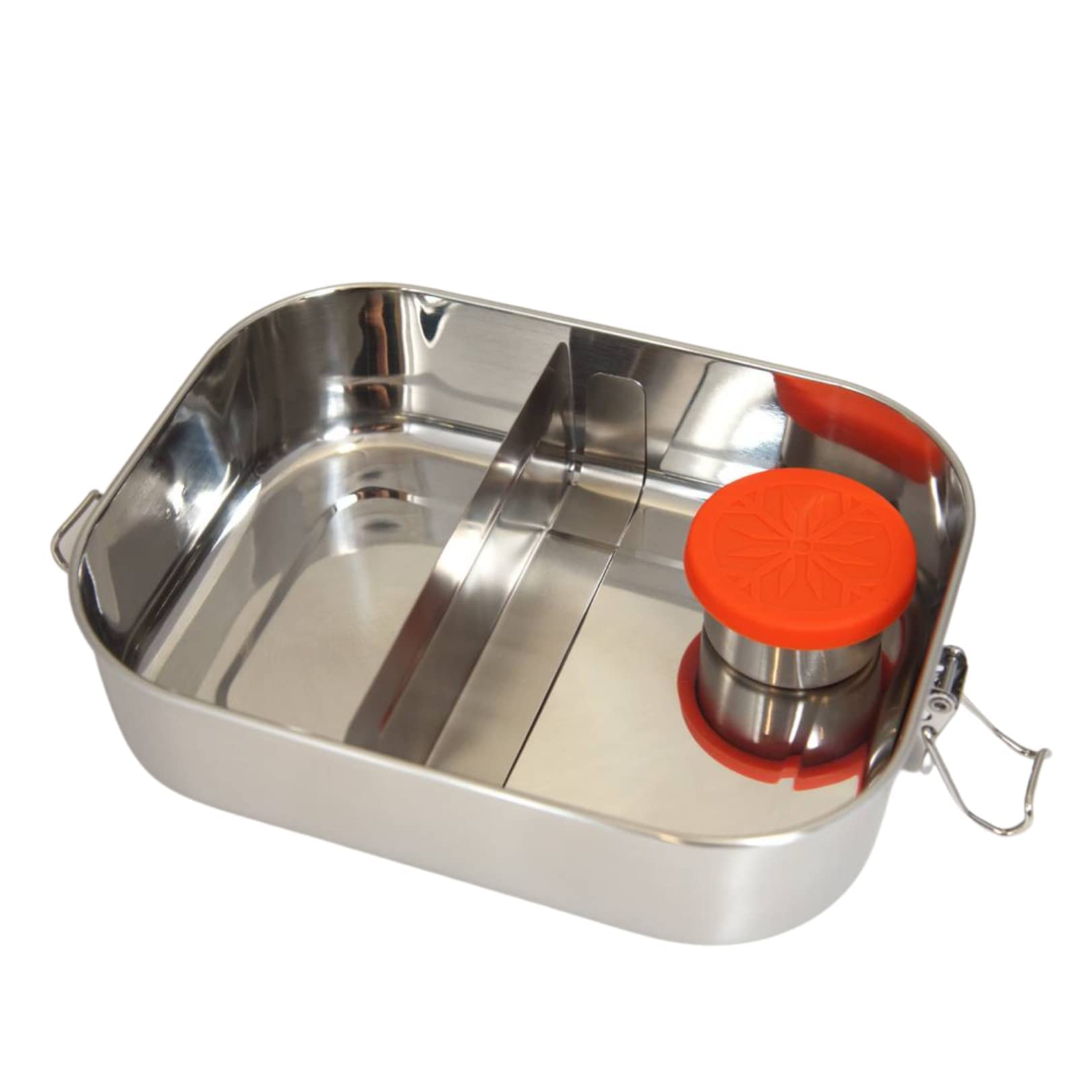 Viwanda Bentobox - Contenitore per il pane in acciaio INOX 1400 ml, con divisore, guarnizione in silicone e contenitore per salse, per adulti e bambini, senza BPA