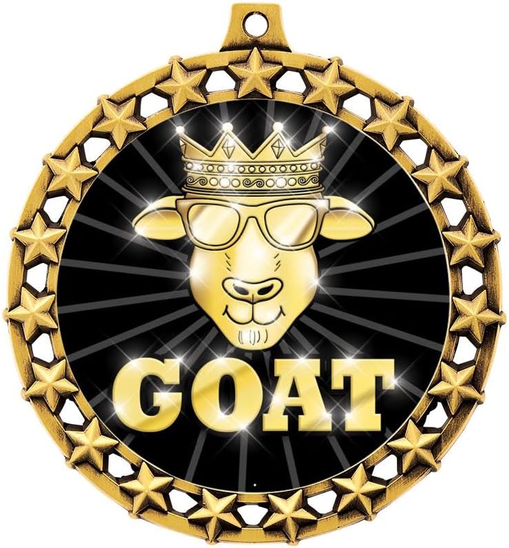 2.5" Galaxy Star G.O.A.T. Shadow Medal Award, Gold Trophy Medal