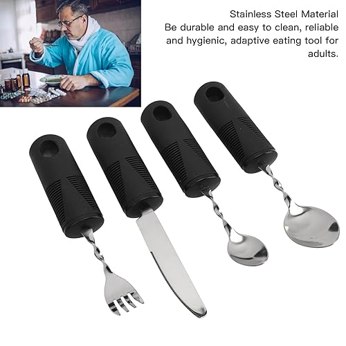 Miniatura 3 de Cubiertos con peso para pacientes con Parkinson Artrítico Ayuda para la artritis, cuchara temblor mano, tenedor, cuchillo adaptativo