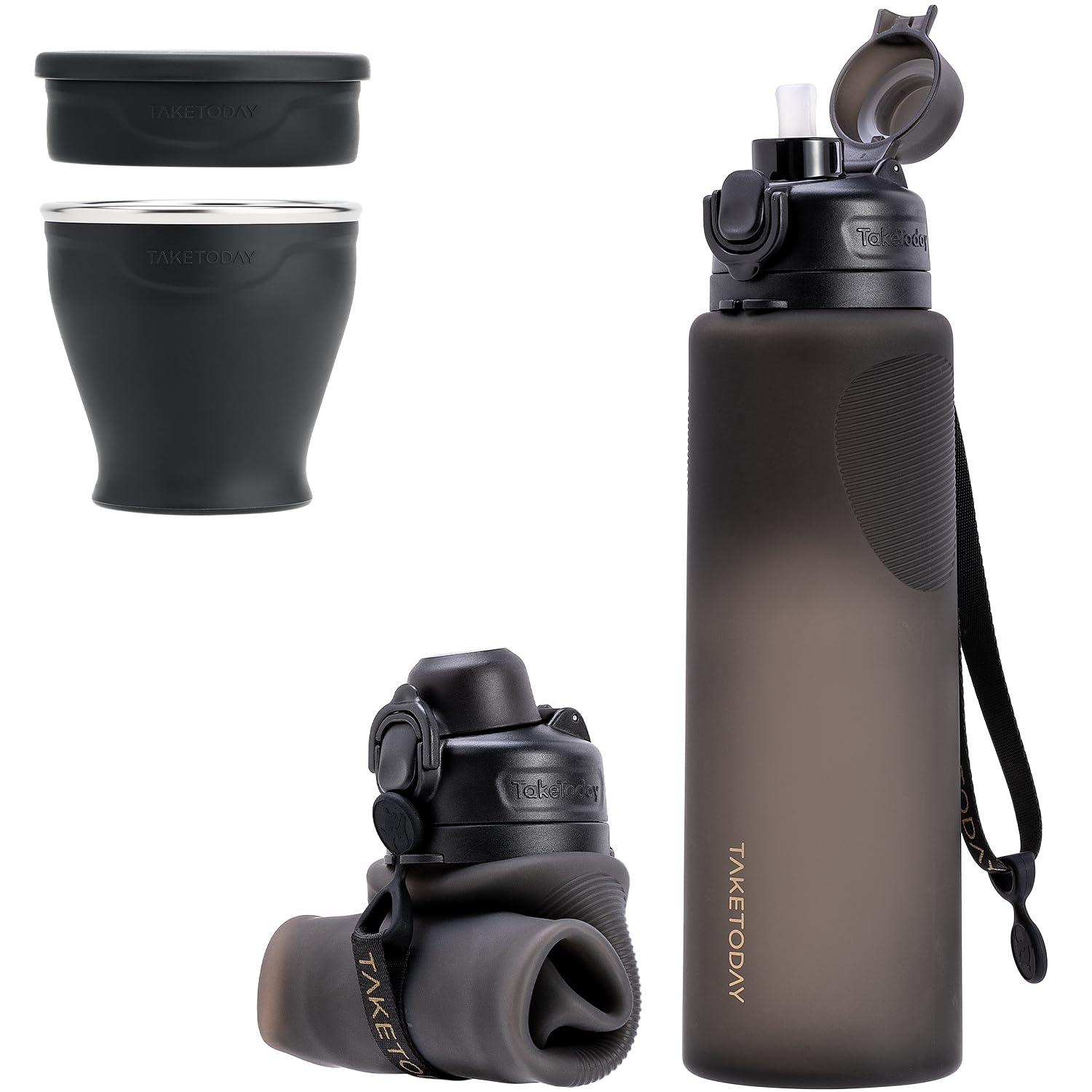 Faltbare Trinkflasche 1000ml and Zusammenklappbarer Reisebecher 240 ml