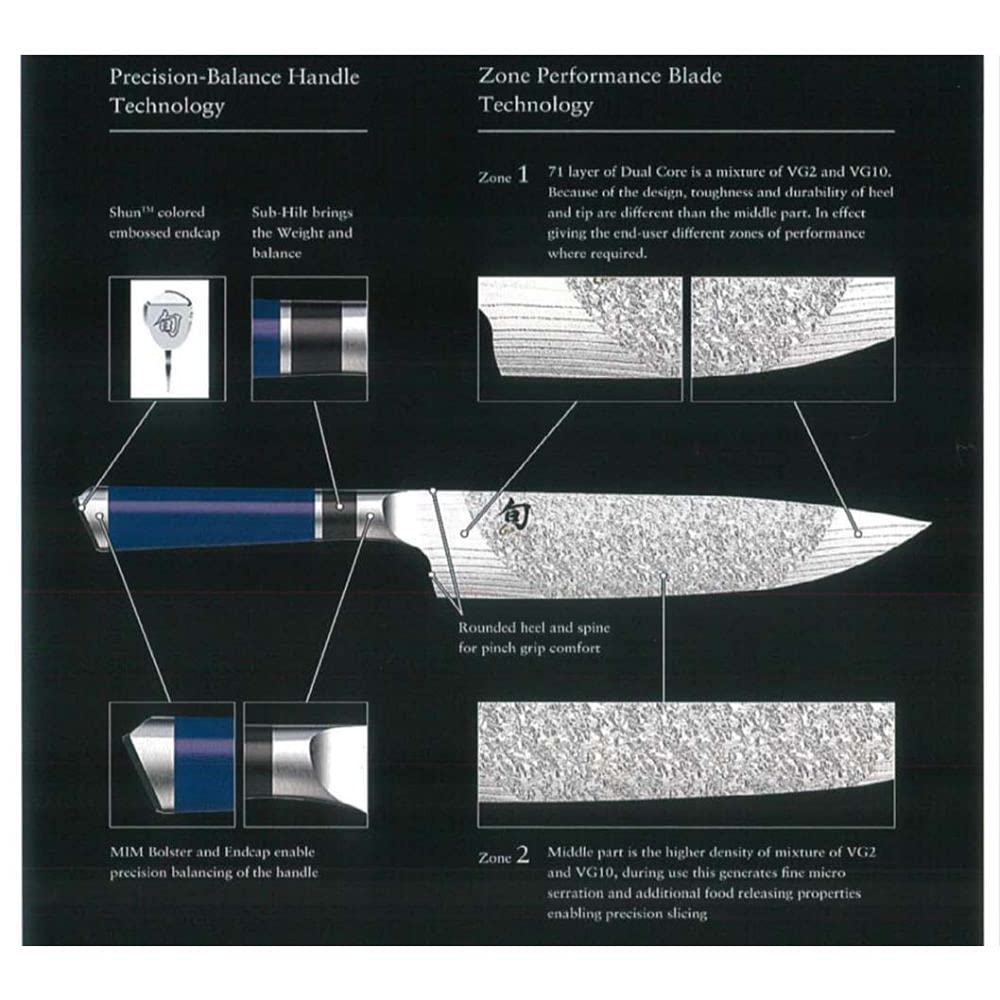 Kai Messer Europe Shun Engetsu 8 "couteau damassé avec lame de 20 cm, forgé à la main et limité