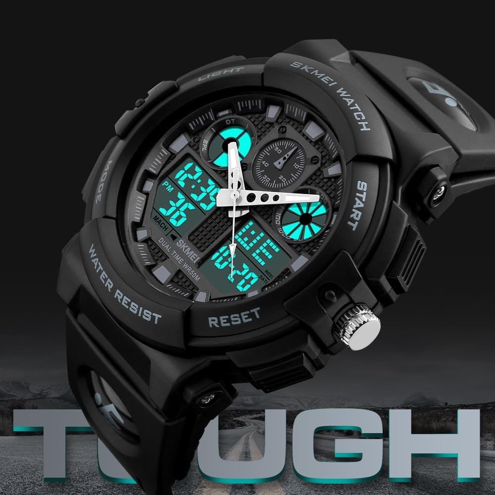 MASTOP Men's Digital Analog Sports Military Watches Waterproof Outdoor LED Backlight Display Alarm Stopwatch - Image 2