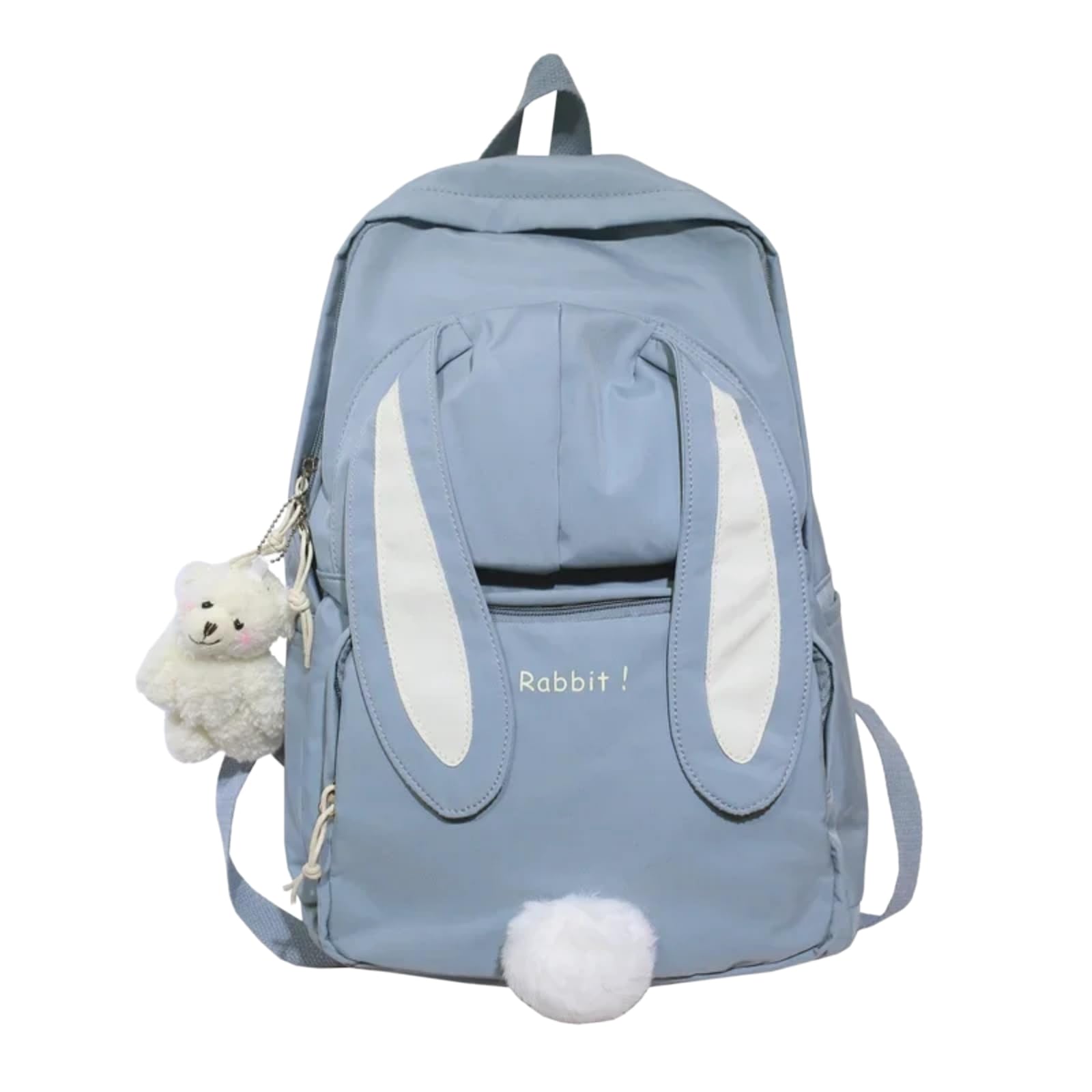 Mochila Linda De Nylon Oreja Conejo, Escolar Dibujos Animados Gran Capacidad Kawaii para El Uso Diario Viajes Las Niñas-Blue