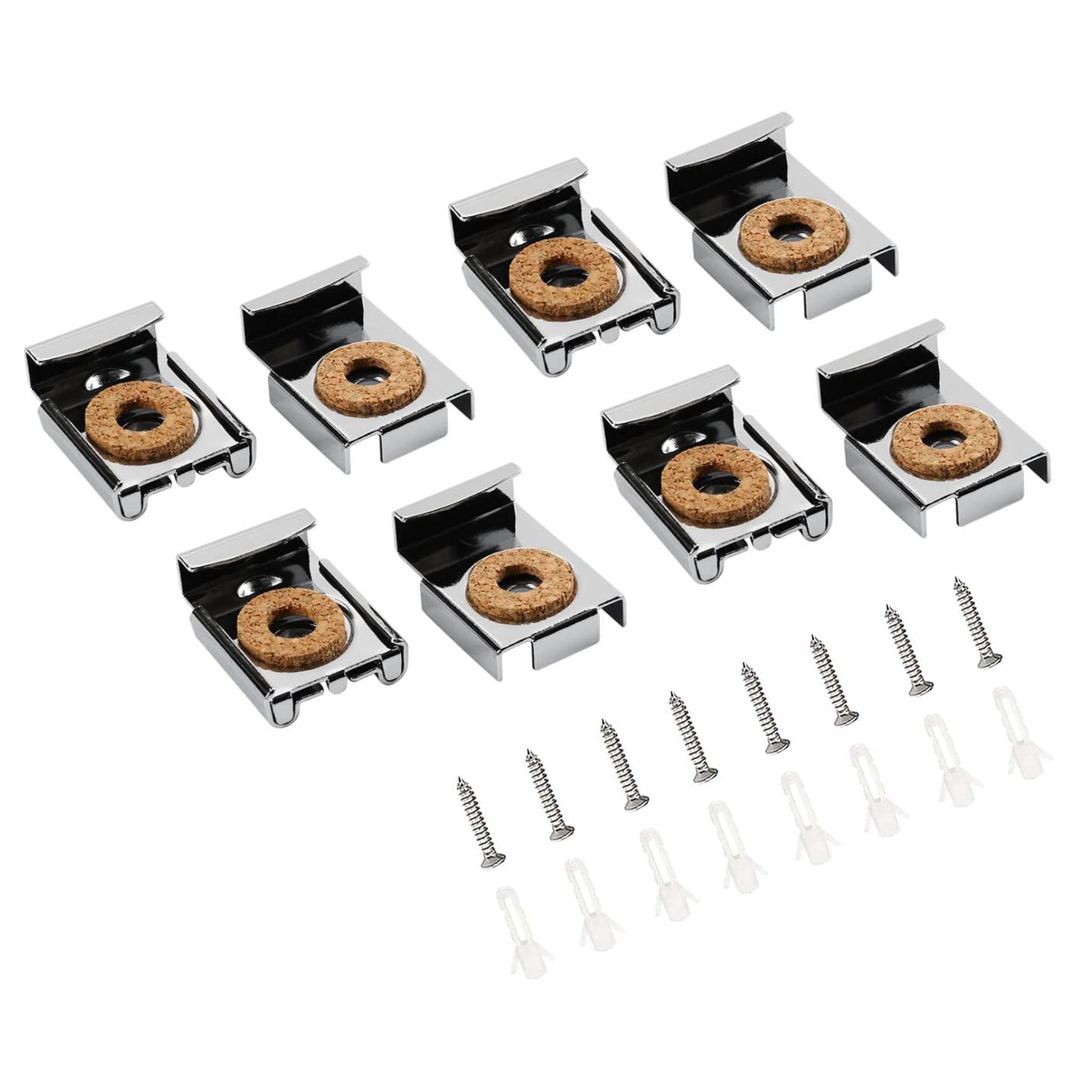 FYSL 8 Pezzi Clip Per Specchio Con Molla E Viti - Ganci Per Fissaggio A Muro Di Specchi Senza Cornice, Vetro, Quadri - Carico Max 10kg