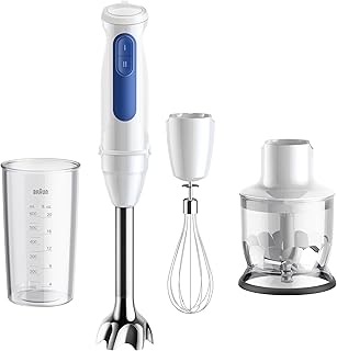Braun MultiQuick 3 MQ30.202M, Mixeur Plongeant avec Technologie PowerBell VPlus, 2 Vitesses+Turbo, EasyClick Plus pour Accessoires, Anti Éclaboussures, Hachoir 350ml, Verre 600ml, Fouet, 900W, Noir