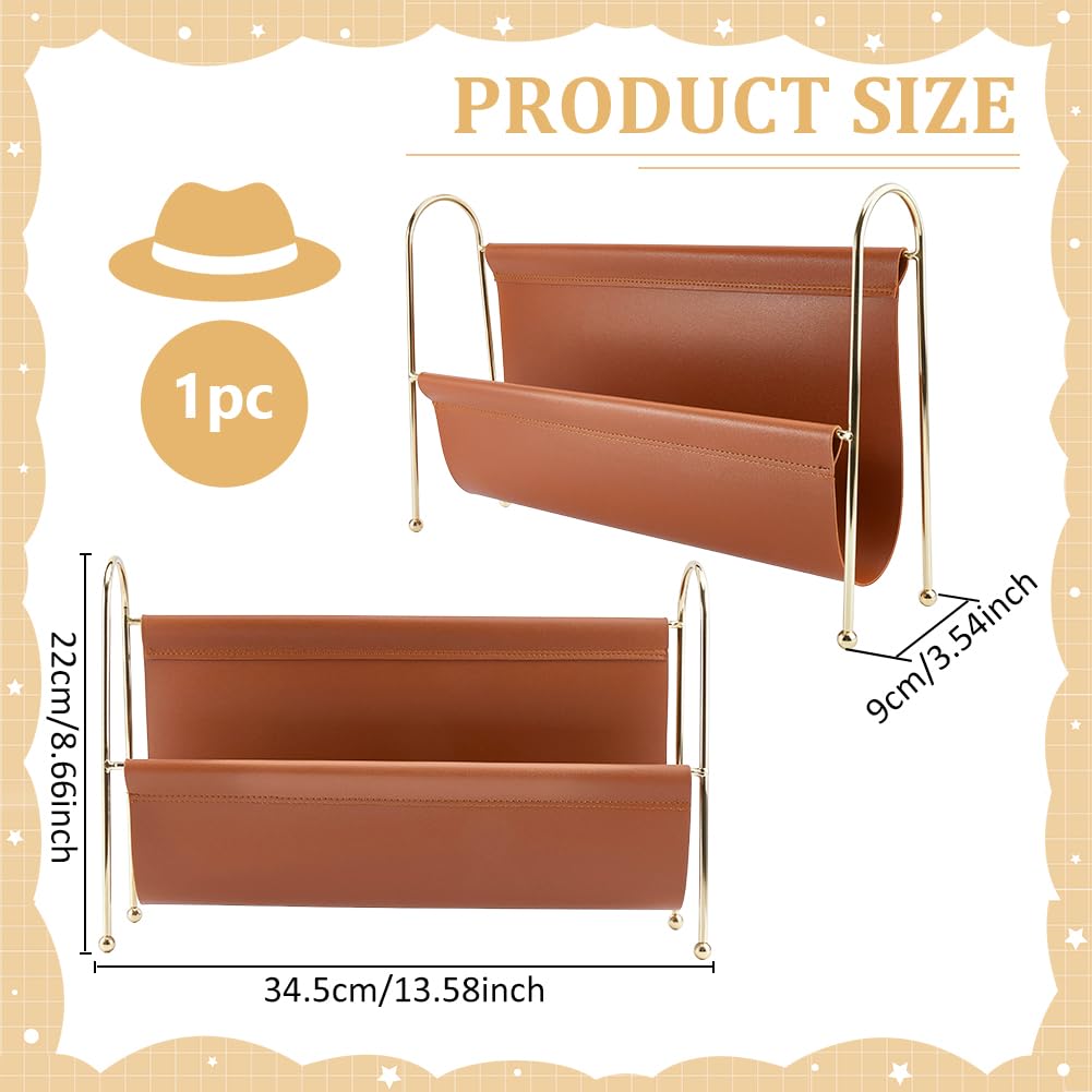 PH PandaHall Portariviste da scrivania, in pelle, organizer per giornali, portadocumenti, con filo metallico, per casa, ufficio, bagno, 34,9 x 9 x 22 cm