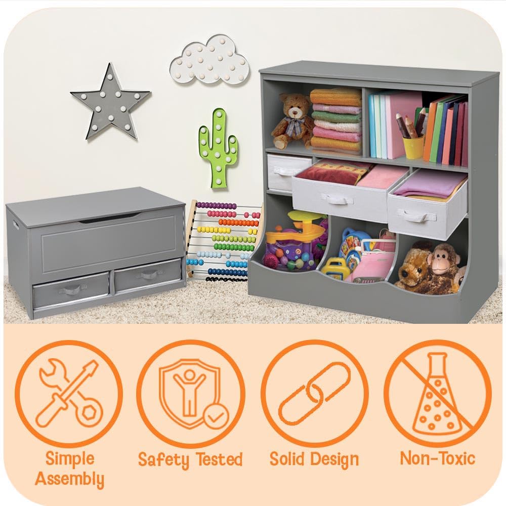 Badger Basket Hardwood Safety Hinge Barrel Top Toy Storage Chest, Espresso, 17x19 Inch (Pack of 1) (01345)