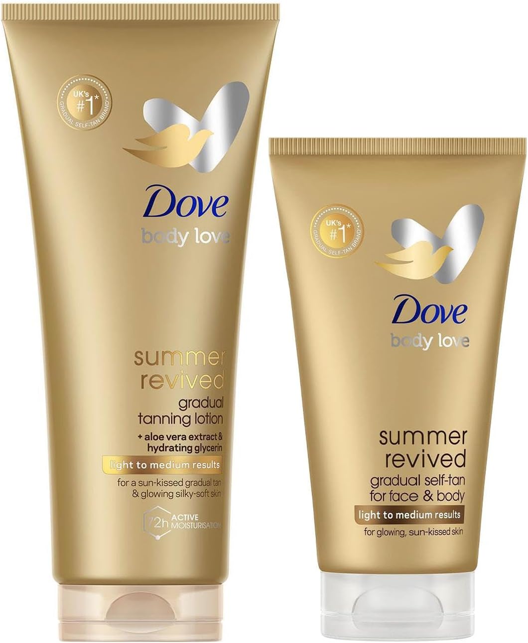 Derma Spa Body Lotion Summer Revived Fair to Medium, 200ml with Dove Derma Spa Face Cream Summer Revived Fair to Medium, 75ml, 2 Piece Set