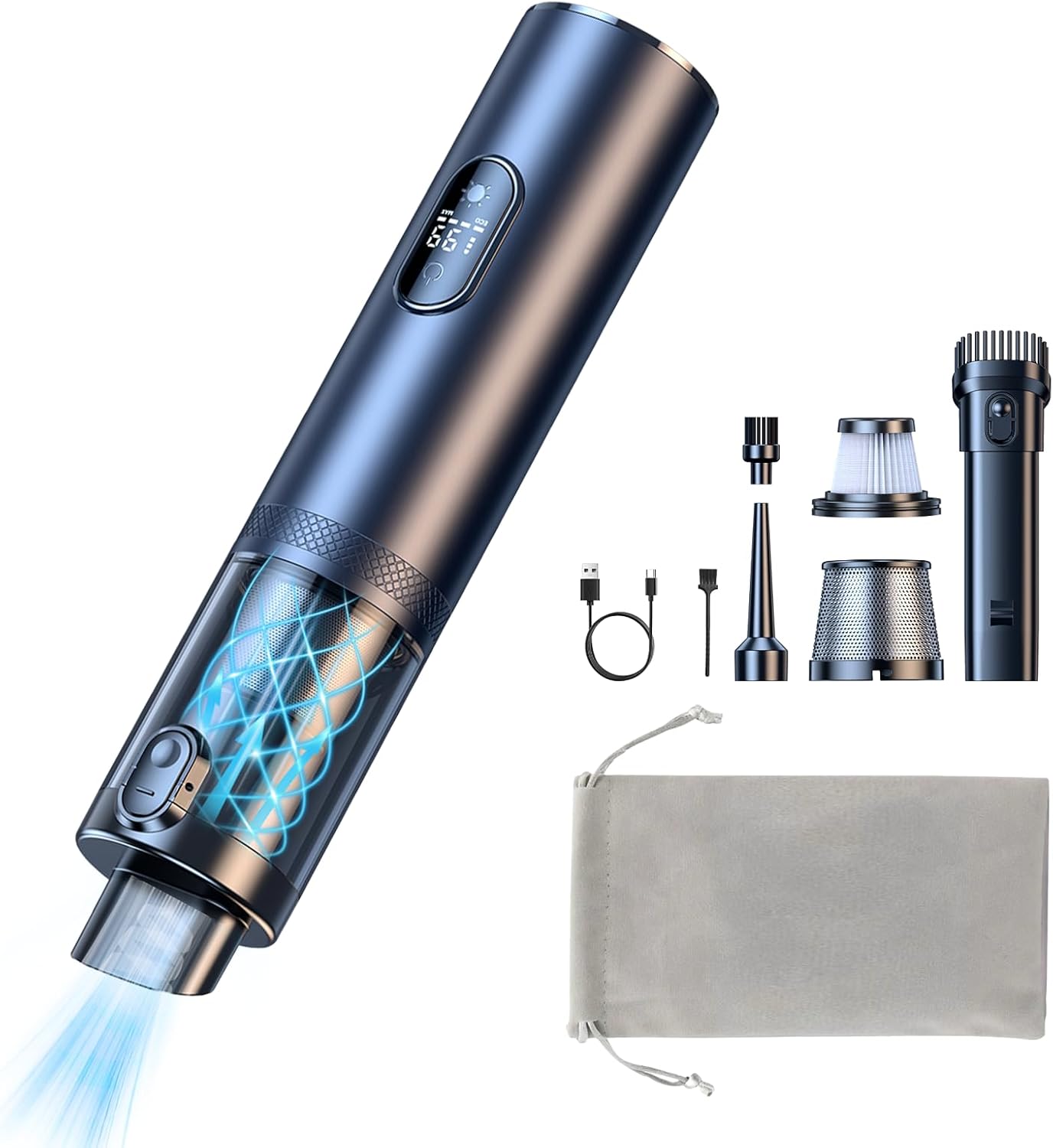 Car Vacuum V15 Pro,19000Pa Powerful & Multifunctional Portable Car Vacuum for Home, Office, Keyboard(Black)