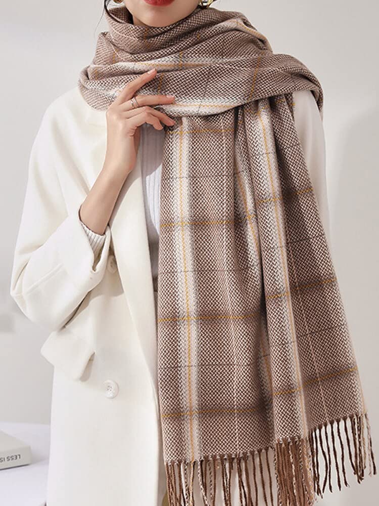 Sciarpa Donna Scialle Uomo Invernale Sciarpa da Donna di Lusso in Stile Coreano Sciarpe Scozzese Morbida Nappa Femminile in Jersey Rosa Scialle Pareo