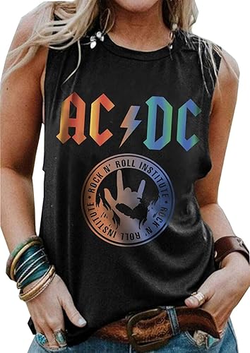 Camiseta sin mangas de Rock & Roll para mujer, camiseta gráfica de música rock, camiseta de verano sin mangas con estampado gráfico