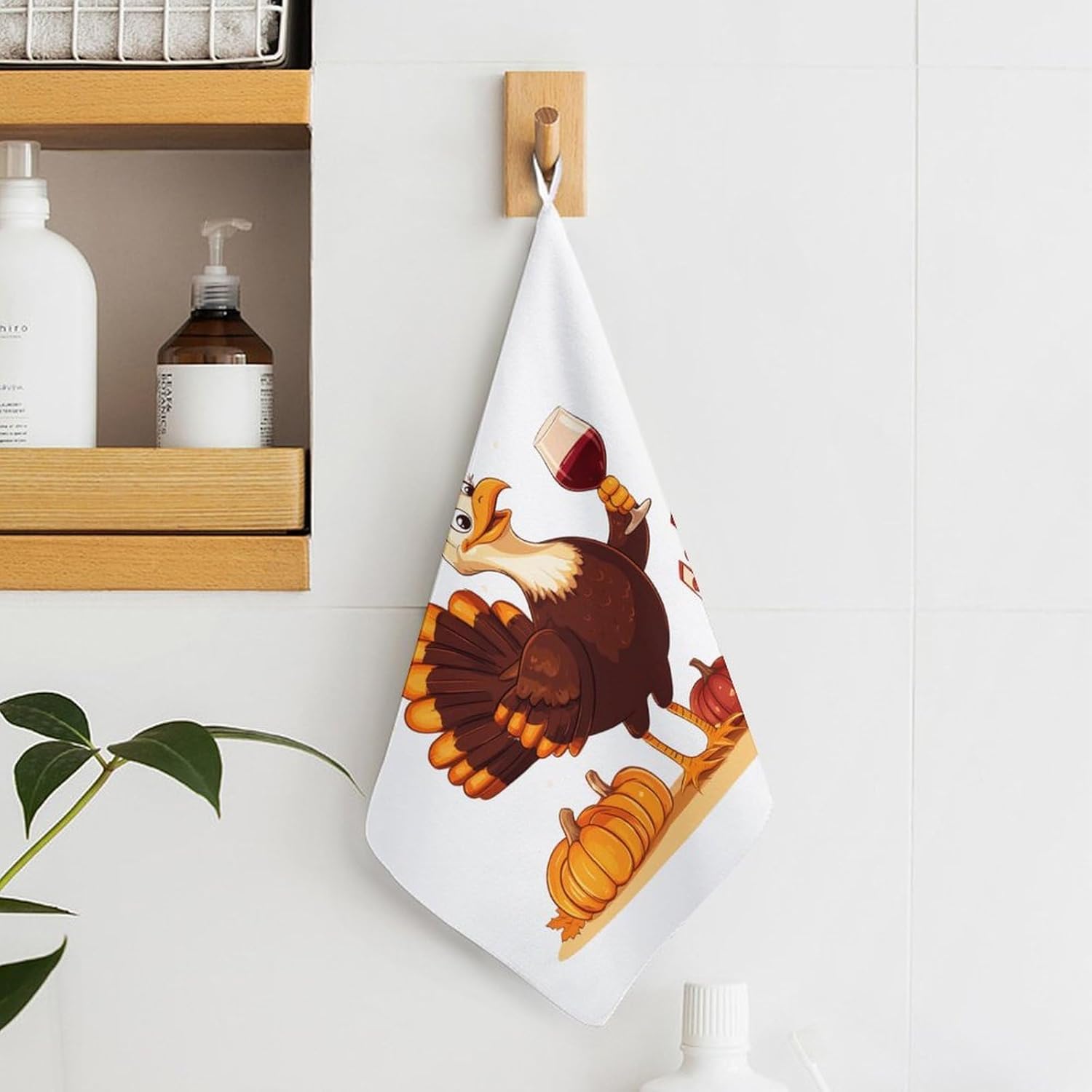 Thanksgiving Turkey Music Notes Towel Hand Towels Decorative Towel for Bathroom Kitchen Shower Gym 4PCS