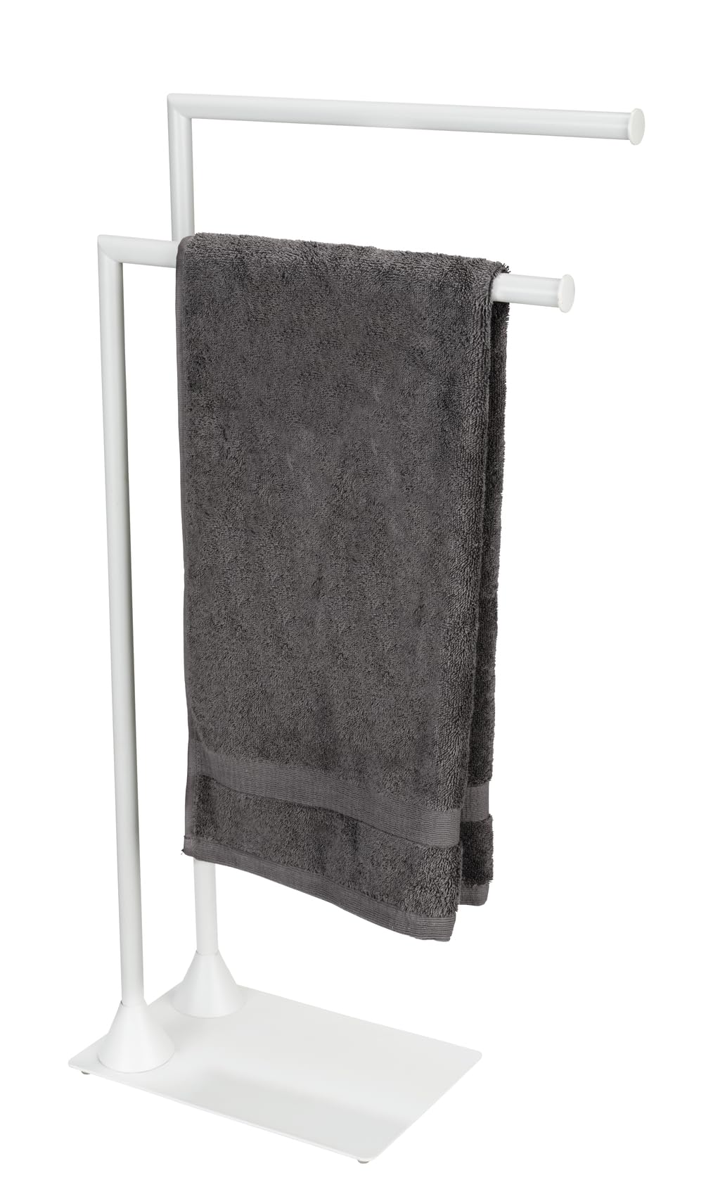 WENKO Hella - Toallero de pie con 2 Brazos para baño y Sala de Estar, Acero Lacado, Color Blanco Mate
