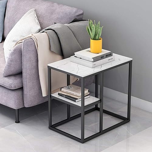 Miniatura 7 de WFF - Mesita auxiliar para sofá de 2 pisos, sala de estar, mesita de noche de dormitorio, 21.7 x 15.7 x 23.6 in, A